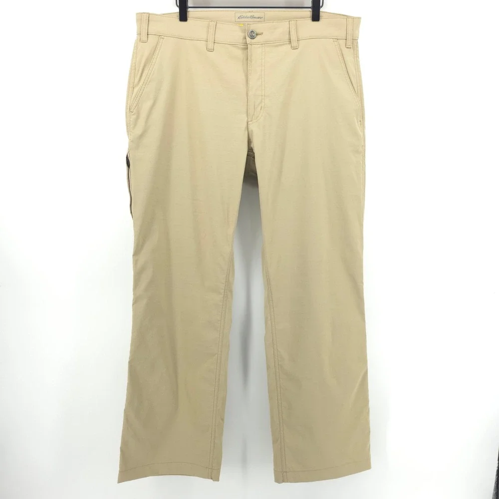 Eddie Bauer Mens Pants Travex 38x30‎ Tan Khaki Stretch Hiking Outdoor Travel